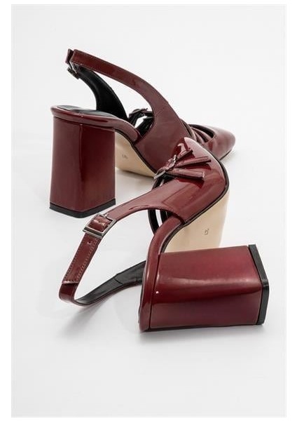 Kadın Zbro Bordo Rugan Tokalı Ayakkabı