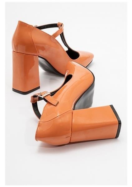 Kadın Omr Turuncu Rugan Kalın Topuklu Ayakkabı indirimleri