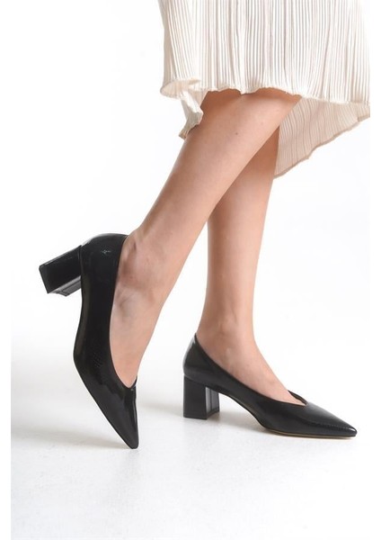 Kadın Mryln Siyah Yılan Metalik Stiletto Ayakkabı modelleri