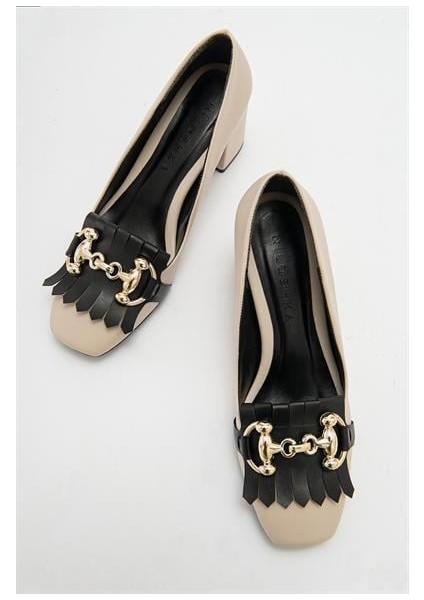 Kadın Mnc Bej Tokalı Kalın Topuklu Ayakkabı fırsatları