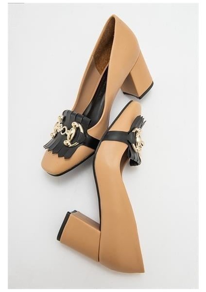 Kadın Mnc Nude Tokalı Kalın Topuklu Ayakkabı modelleri