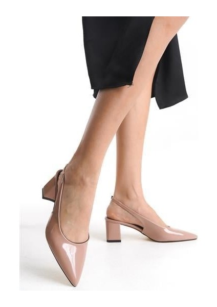 Kadın Grve Somon Rugan Arka Açık Stiletto Ayakkabı modelleri