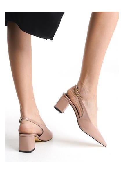 Kadın Grve Somon Rugan Arka Açık Stiletto Ayakkabı fırsatları