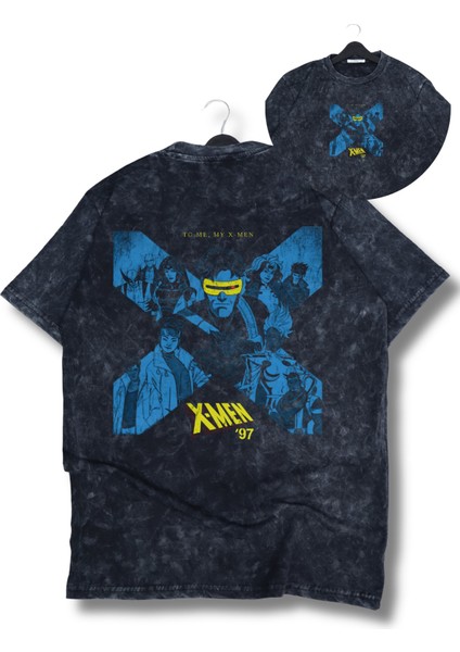 Unisex To Me My X-Men 97 Yazılı Sırt Baskılı Yıkamalı T-Shirt, Oversize Mar Vel Temalı Retro Tişört