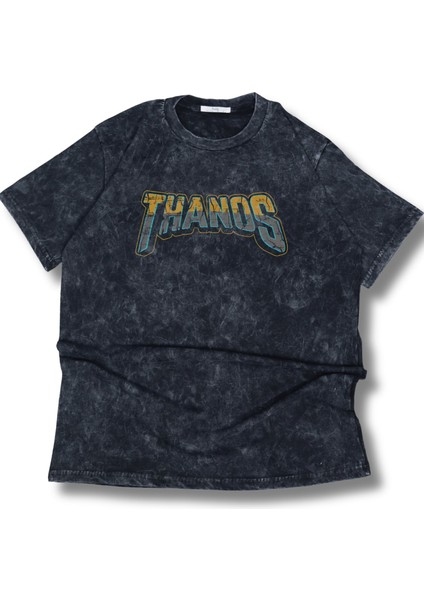 Unisex Vintage Thanos Sırt Baskılı Yıkamalı T-Shirt, Oversize Mar Vel Temalı Tişört fiyatları