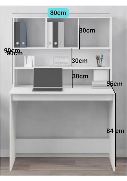 Çalışma Masası Kitaplıklı Mdf