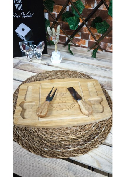 Bambu 2 Bıçaklı Peynir Tahtası ve Sunum Tabağı Oval Kenarlı modelleri