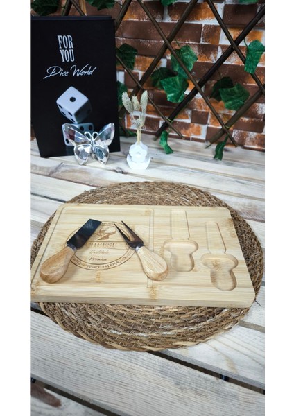 Bambu 2 Bıçaklı Peynir Tahtası ve Sunum Tabağı, Şık ve Kullanışlı Set modelleri