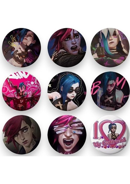 9 Adet Arcane Jinx Temalı Rozet 44 mm Model 2