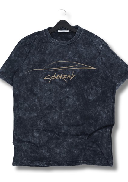 Unisex Cybercab Yazılı Yıkamalı T-Shirt, Oversize Tesla Araba Temalı Retro Tişört