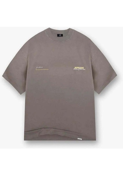 Patron Of The Club T-Shirt - Washed Olive, Oversized Fit, Metal Bar Logo