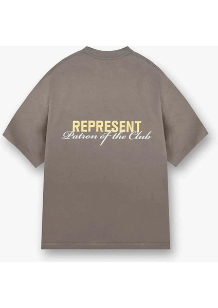 Patron Of The Club T-Shirt - Washed Olive, Oversized Fit, Metal Bar Logo fiyatları