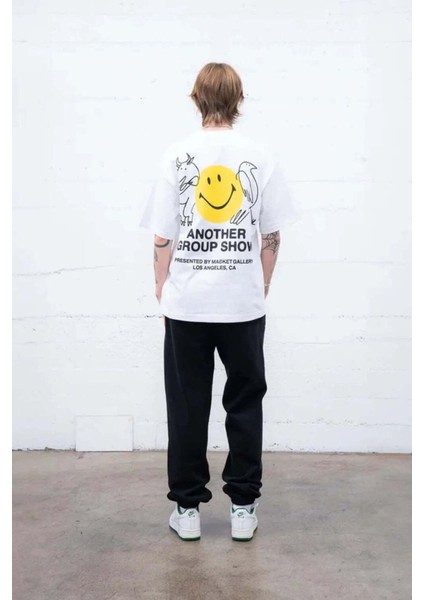 Smiley C.a.m. Beyaz T-Shirt - %100 Pamuklu Erkek Tişörtü modelleri