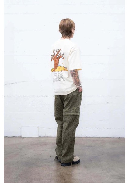 Just Do Nothing Fall T-Shirt | %100 Pamuk, Relaxed Fit, Ecru Renk modelleri