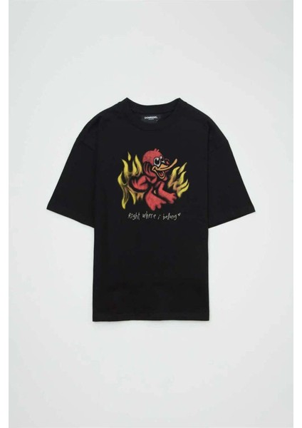 Domrebel Inferno T-Shirt: %100 Pamuk, Özgün Tasarımlarla Rahat Kesim Tişört