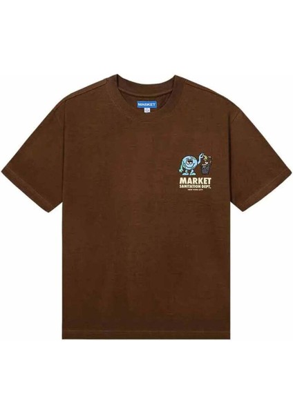 100% Pamuk Sanitation Dept T-Shirt - Kahverengi Erkek Tişörtü