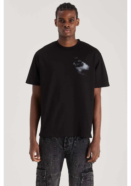 Sürdürülebilir Midnight Hawk T-Shirt - Organik Pamuk, Siyah, Rahat Kesim fiyatları