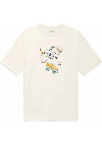 100% Pamuk Le T-Shirt Balade - Ribanalı Krem Renkli Tişört