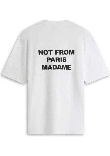 100% Pamuk Ribana Yaka 'not From Paris Madame' Slogan Tişört fiyatları