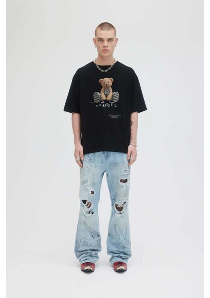 Gametime T-Shirt - Domrebel Teddy Bear Baskılı Rahat Fit Tişört