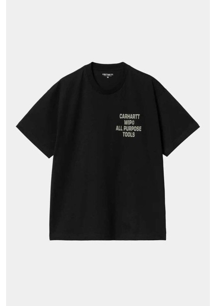 %100 Pamuklu Siyah S/s Cross Screw T-Shirt - Konfor ve Şıklık Bir Arada