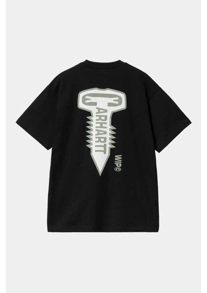 %100 Pamuklu Siyah S/s Cross Screw T-Shirt - Konfor ve Şıklık Bir Arada fiyatları