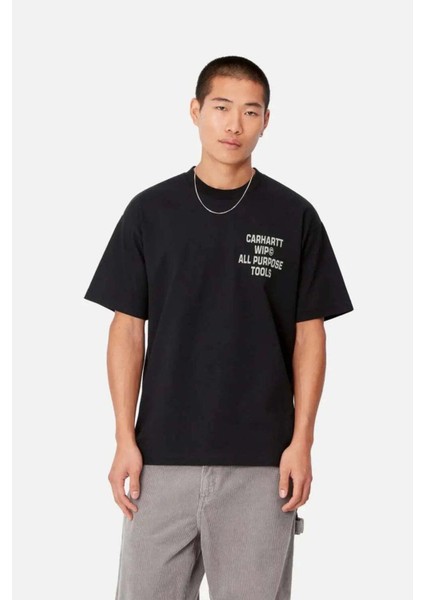 %100 Pamuklu Siyah S/s Cross Screw T-Shirt - Konfor ve Şıklık Bir Arada modelleri