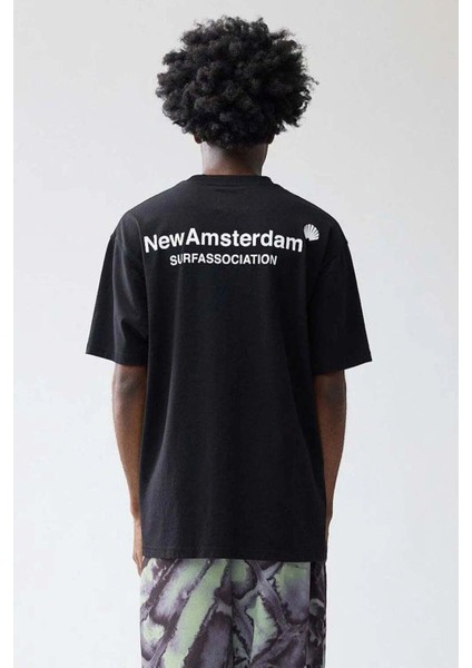 Yenilikçi New Amsterdam Logo Tişört - Rahat Kesim, 100% Pamuk, Ribanalı modelleri