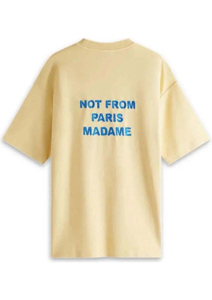 Şık Sarı Le T-Shirt Slogan: %100 Pamuk, Rahat Kesim ve Embroide Slogan