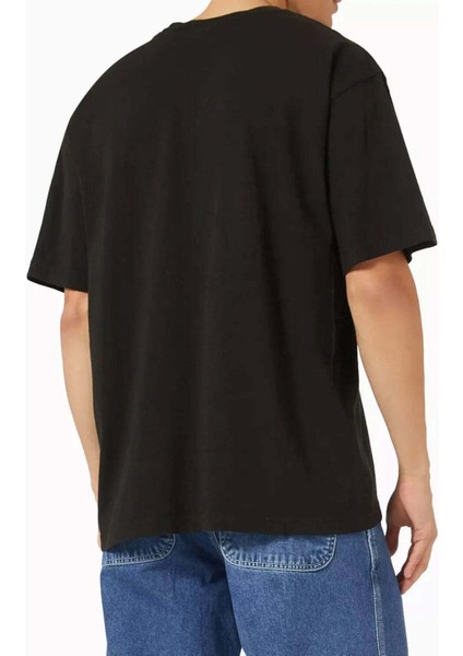 Smiley Big Apple T-Shirt Erkekler Için %100 Pamuklu Siyah Tişört fiyatları