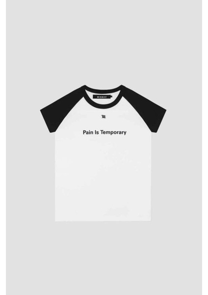 Pain Is Temporary Raglan T-Shirt - Beyaz, Yüksek Kalite Pamuklu Tişört