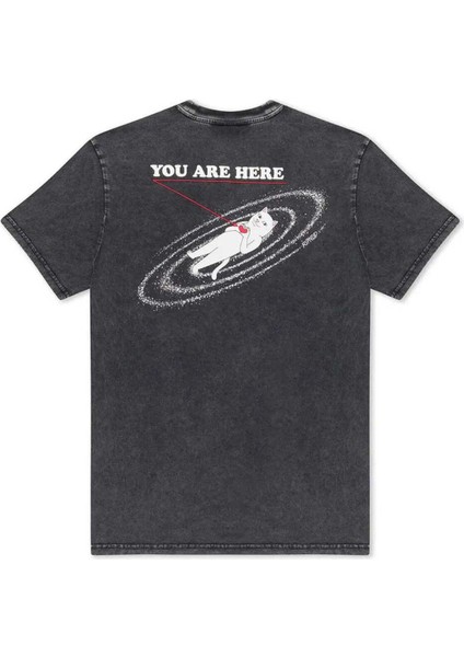 You Are Here T-Shirt - %100 Pamuk, Siyah Renk, Rahat Kesim