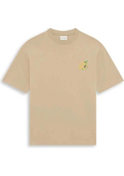 100% Pamuk Bej D Raisin T-Shirt | Önden ve Arkadan D Nakışlı, Ribana Yaka fiyatları
