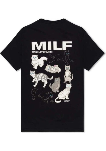 Man I Love Felines T-Shirt | %100 Pamuk, Koyu Gri, Konforlu ve Şık