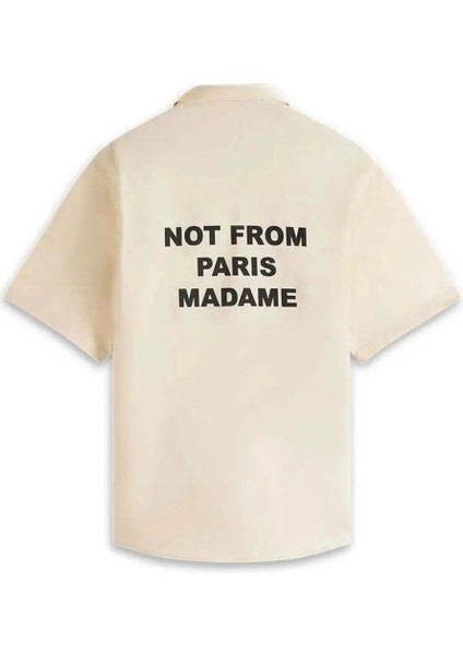 Bej Pamuk Karışımlı Kısa Kollu 'not From Paris Madame' Tişört - Regular Fit fiyatları