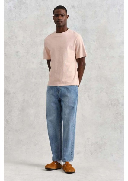 Dean T-Shirt - Tekstil Dokulu Pembe, %100 Organik Pamuklu, Rahat Kesim modelleri