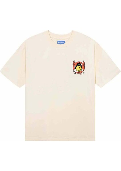 Smiley Inner Peace T-Shirt - %100 Pamuk, Krem Renk, Doğru Beden Uyumu fiyatları