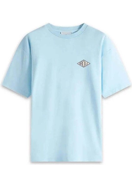 Le T-Shirt Drôle - Rahat Kesim, %100 Pamuklu, Mavi Logo Baskılı Tişört