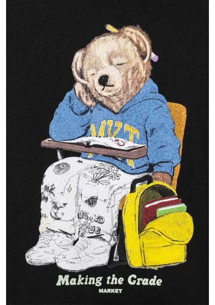 100% Pamuk Siyah Making The Grade Bear Erkek Kapüşonlu Süveter fiyatları