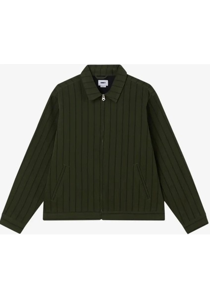 Obey Stripe Zip Up Ceket - Erkekler Için Şık ve Konforlu Khaki Renk