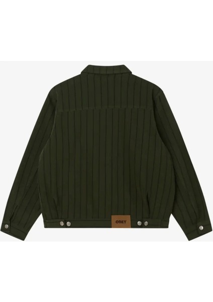 Obey Stripe Zip Up Ceket - Erkekler Için Şık ve Konforlu Khaki Renk fiyatları