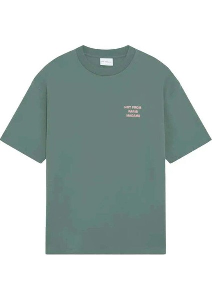 Not From Paris Madame Sloganlı Koyu Yeşil %100 Pamuk T-Shirt - Rahat ve Şık fiyatları