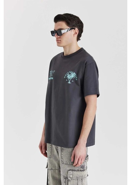 Asphalt Tiffany T-Shirt: Oversized Fit, Gri Pamuk Tişört - Erkekler Için Şık Seçim fiyatları