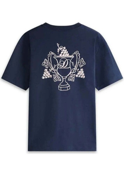 Sade ve Şık Le T-Shirt Blason - %100 Pamuk, Rahat Kesim, Koyu Mavi