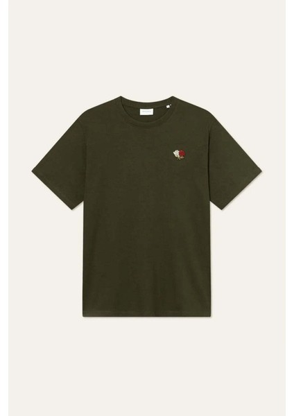 100% Organik Pamuk Clyde T-Shirt - Minimalist Nakış Detaylı Regular Fit Tişört