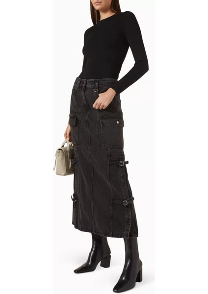 Compact Ribbed Üst Siyah, Slim Fit, Katlanabilir Formda Ince Triko fiyatları