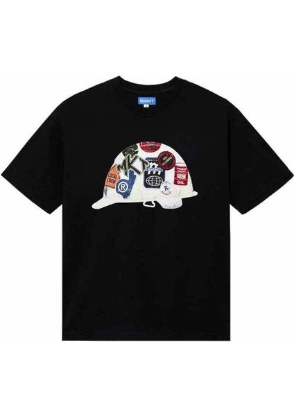 100% Pamuk Siyah Hard Hat T-Shirt - Erkekler Için Temizlik Departmanı Tişörtü