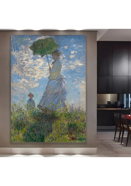 Woman With A Parasol - Şemsiyeli Kadın Kanvas Tablo