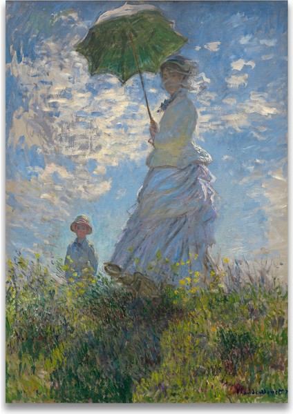 Woman With A Parasol - Şemsiyeli Kadın Kanvas Tablo indirimleri
