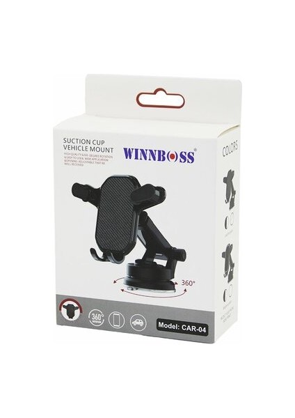 Wınboss Car-04 Araç & Oto Telefon Tutucu ( 360° Kademeli-Uzayan-Kısalan Kol ) (Vantuzlu & Oynar Baş ve KOLLAR)*100
